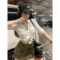 ราคา เสื้อเชิ้ตแขนยาว สีพื้น แฟชั่นฤดูใบไม้ผลิ สําหรับผู้หญิง (13099059597)