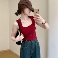 ราคา เสื้อกั๊กคอสี่เหลี่ยมสไตล์เกาหลีสีทึบสำหรับผู้หญิง แบบสลิมฟิต หรูหรา (40157816964)