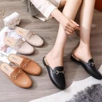 ราคา พร้อมส่งจากไทย รองเท้าคัชชู ผู้หญิงแฟชั่นสไตล์เกาหลี ปิดหัวเปิดส้น โซ่ ผู้หญิงหนังนิ่ม (23827028055)