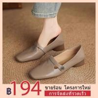ราคา Retro Square Toe ปากตื้นรองเท้าผู้หญิงส้นเตี้ยรองเท้าผู้หญิง 2025 สไตล์ใหม่ฤดูใบไม้ผลิฤดูร้อนรองเท้าผู้หญิงอังกฤษ 3 ซม (26885507759)