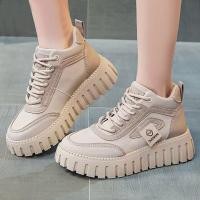 ราคา Mid Top รองเท้าผ้าฝ้ายผู้หญิง 2025 สไตล์ใหม่ หนาSoled รองเท้าลำลองเพิ่มความสูง (48200333104)