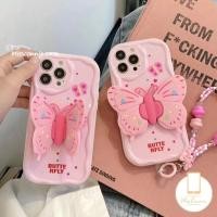 ราคา เคสโทรศัพท์มือถือซิลิโคน ลายผีเสื้อ 3D ขอบโค้ง พับได้ สร้างสรรค์ สีชมพู พร้อมสายคล้องมือ สําหรับ IPhone 11 15 13 12 14 Pro MAX 7plus XS MAX XR X 15 7 8 6 6S Plus (19692760938)