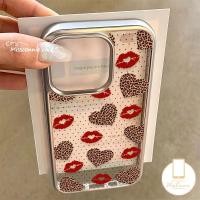 ราคา อินเทรนด์ Polka Dot Red Lip เสือดาวพิมพ์ Love Heart สําหรับ IPhone 11 16 12 15 14 13 Pro Max 7Plus XR XS Max X 7 6s 8 15 16 Plus SE2020 Luxury Electroplated กรอบกรณี (42917436276)