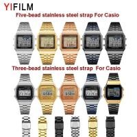 ราคา Yifilm สายนาฬิกาข้อมือสเตนเลส โลหะ ทรงสี่เหลี่ยม ขนาดเล็ก 18 มม สําหรับผู้ชาย และผู้หญิง CASIO A158 A159 A168 A169 B650 AQ230 F91 (21641365705)