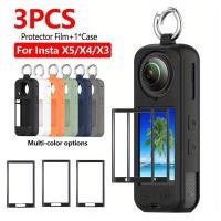 ราคา 2 ชิ้นป้องกันหน้าจอฟิล์ม 1 ชิ้นซิลิโคนสําหรับ Insta360 X5 X4 X3 ป้องกันรอยขีดข่วน (27136581256)
