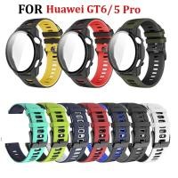 ราคา สายยางกีฬาพร้อมเคสป้องกัน PC สําหรับ Huawei Watch GT6 46 มม ซิลิโคนอ่อนนุ่มสําหรับนาฬิกา Huawei GT5 5 Pro (40971544540)