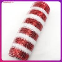 ราคา ม้วนตาข่ายตกแต่งสีแดงและสีขาว 26ซม x10หลา พวงหรีดต้นไม้ลาย (43075098649)
