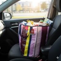 ราคา ถุงกระสอบ กระเป๋ากระสอบ สีชมพู ถุงกระสอบฟางสายรุ้งหนา เคลือบหลายชั้น สีรุ้ง shopping bag กระสอบ (57051448821)