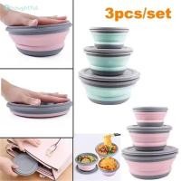 ราคา กล่องอาหารกลางวันซิลิโคนพับได้ 3 ชิ้น ชุด ชามสลัดพร้อมฝาปิด ภาชนะเก็บอาหารแบบขยายได้ กล่องเบนโตะ TH (41869168874)
