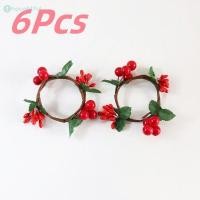 ราคา 1 6 ชิ้น แฮนด์เมด DIY ตกแต่งงานเลี้ยงวันหยุด ร้านอาหารตะวันตก ห่วงผ้าเช็ดปากคริสต์มาส ผลไม้สีแดง หัวเข็มขัดผ้าเช็ดปากดอกไม้สีแดง TH (40874644522)