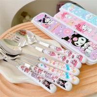 ราคา ชุดช้อนส้อมสแตนเลส ตะเกียบ ช้อนส้อมนักเรียน สำนักงาน Sanrio Hello Kitty Tableware Anime Kuromi Melody (44418337540)