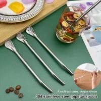 ราคา ღ หลอดดื่มชาแบบใช้ซ้ำได้ ช้อนพร้อมแปรงกรองชา Bombilla Gourd Cocktail หลอดสแตนเลส ช้อน อุปกรณ์บาร์ชา (41456025252)