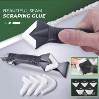 ราคา ღ Silicone Scraper Caulk Tools Glass Glue Angle Scraper Stainless Steelhead Finisher Sealant Scraper Remove Grout Kit (26623165575)