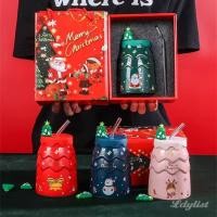 ราคา ღ แก้วกาแฟลายการ์ตูนต้นคริสต์มาสพร้อมฝาปิดและหลอดดูด แก้วเซรามิกลายซานตาคลอส ดีไซน์สร้างสรรค์ ของขวัญสำหรับคู่รัก (45300867833)