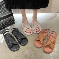 ราคา รองเท้ารัดส้น จับจีบ สายไขว้ สไตล์เกาหลี 068 (22537574620)