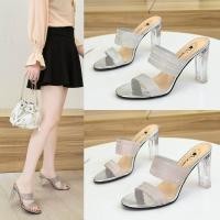 ราคา รองเท้าส้นสูง รองเท้าส้นแก้ว สายคาดกากเพชร สูง9cm แฟชั่นใหม่ สวยๆ 047 (17820432341)