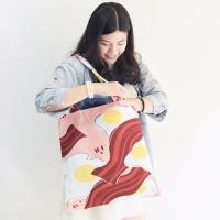 ราคา Vibes brandd Bacon Egg Pink tote bag กระเป๋าผ้าแคนวาส ลาย เบคอน ไข่ดาว สีชมพู (7531657858)