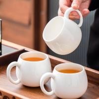 ราคา Suet หยก Porcelain Kung Fu ถ้วยชาสีขาว Porcelain พร้อมที่จับดื่มชาถ้วยเดียวเซรามิคในครัวเรือน Master ถ้วยชุดชาชามชาชิมถ้วย TXI5 (40420275240)