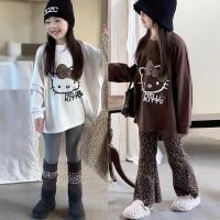 ราคา ฤดูใบไม้ร่วงฤดูหนาวสไตล์เกาหลี เสื้อยืดยาวลายเสือดาว KT เสื้อเบสหลวมแยกกลางสำหรับเด็ก (43376705327)