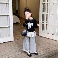 ราคา ชุดท็อปส์สำหรับสาว แบบใหม่ พร้อมโบว์ กางเกงขายาว เสื้อยืด เหมาะสำหรับเด็กหญิงในฤดูใบไม้ร่วง (41261400122)