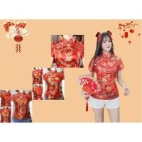 ราคา CKY เสื้อจีน เสื้อเดี่ยว สีแดง สำหรับผู้หญิง คอจีน ปักกระดุมจีน มีซิปข้าง (26370821208)