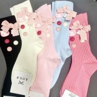 ราคา ถุงเท้าผู้หญิง Bowknot สีชมพู ลายสก๊อตน่ารัก เหมาะสำหรับนักเรียน (29890842897)