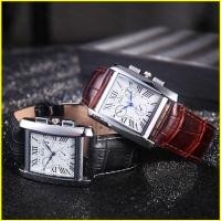 ราคา และ1 นาฬิกาสําหรับผู้ชายธุรกิจที่เรียบง่ายขนาดโรมันหน้าปัดสี่เหลี่ยมสามตาย้อนยุคสายหนังนาฬิกาควอทซ์สบายๆ ใช่1 (42908468754)