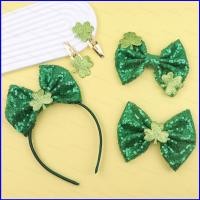 ราคา SY1 St Patricks Day bowknot hair hoop สีเขียวเลื่อม clover Ireland hairpin จระเข้คลิปเครื่องประดับ YS1 (49051791817)