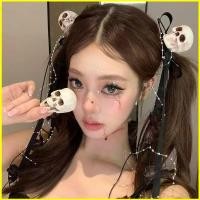 ราคา ตัวหนีบผมดีไซน์กะโหลกดาร์ค สไตล์ผีเสื้อ knot สำหรับเครื่องประดับผมในเทศกาลHALLOWEEN (42521398925)