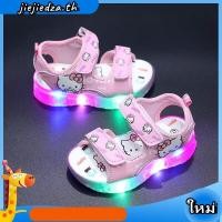 ราคา SUGE รองเท้าแตะลําลอง ลายการ์ตูนแมว มีไฟ LED สีชมพู สีม่วง แฟชั่นชายหาด สําหรับเด็ก (25638173854)