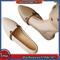 ราคา ผู้หญิง แฟชั่น รองเท้าส้นแบนนุ่มสบายแหลมสีปิดกั้นรองเท้าหนังนักเรียนกลางแจ้ง (48050195630)