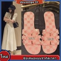 ราคา รองเท้าแตะผู้หญิง แฟชั่นปี 2025 กลิ่นหอมเล็ก รองเท้าส้นแบนประดับเพชร รองเท้าแตะชายหาด (27835515743)