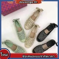 ราคา ในสต็อก Tory Burch รองเท้าชาวประมงของแท้ Maisie TB รองเท้าทอ (25446748667)