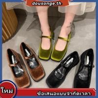 ราคา รองเท้าส้นเตี้ย ส้นแบน หัวเหลี่ยม แต่งสายรัดข้อเท้า แบบหนา สไตล์เกาหลี (25639834261)