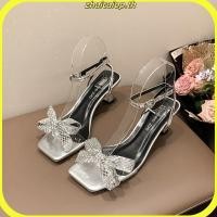 ราคา One word Strap Stiletto รองเท้าแตะผู้หญิงขนาดใหญ่ฤดูร้อนรองเท้าส้นสูงเกาหลีรุ่นกลางส้นผีเสื้ออินเทรนด์สแควร์ Toe เปิด Toe (41972474954)