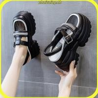 ราคา รองเท้าแตะส้นหนา PU แบบสายเดี่ยว ปิดนิ้วเท้า ส้นแพลตฟอร์ม ส้นกลาง 3 5 ซม ยาง (41572171515)