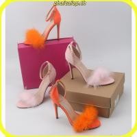 ราคา รองเท้าส้นสูง ปากตื้น ประดับขนนก เซ็กซี่ สไตล์ยุโรป อเมริกา ขนาดใหญ่ ไซซ์ 45 46 สําหรับผู้หญิง (40122635305)