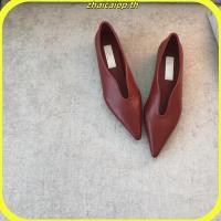 ราคา Occalook Pointed Toe ปั๊ม Classy สไตล์ใหม่พร้อมสต็อกแฟชั่นรองเท้าหนังขนาดเล็ก Retro Early ฤดูใบไม้ผลิแบน Casual Low Heeled Slimmer ดูรองเท้าแต่งงานแม่มดรองเท้า (25197352892)