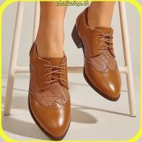 ราคา รองเท้าส้นเตี้ยแบบผูกเชือกสไตล์อังกฤษขนาดใหญ่ 34 46 ดอกไม้ไหม้ สีน้ำตาล รองเท้าหนัง สไตล์แฟลต (43470357550)