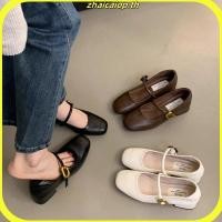 ราคา รองเท้าส้นผู้หญิง Mary Jane รองเท้าส้นหนาหัวเข็มขัดหัวกลมยาง (26042502079)