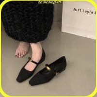 ราคา รองเท้าส้นผู้หญิง Mary Jane หัวแหลมส้นหนาหัวเข็มขัด (25897731852)