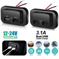 ราคา ท้องถิ่น Quick Charge Dual USB Car Charger Socket 12V 24V 3 1A USB ชาร์จ Outlet Power Adapter สําหรับรถจักรยานยนต์ Camper รถบรรทุก ATV เรือรถ RV (27892709389)