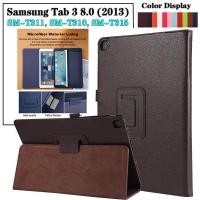 ราคา สําหรับ Samsung Galaxy Tab 3 8 0 2013 SM T311 SM T310 SM T315 8 0 แฟชั่นคลาสสิกลิ้นจี่เนื้อ PU ปลอกหนังป้องกันเต็มฝาครอบแท็บเล็ต Flip Stand Case (28274159940)