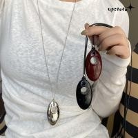 ราคา ละติน สร้อยคอโซ่ยาว โลหะผสมสีทองสีเงินจี้รูปไข่รูปตัวยู การออกแบบเกาหลี อิน ยาวเชือกสีดําอุปกรณ์เครื่องประดับพรรคสร้อย (57700264468)