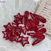 ราคา ดี 5 ชิ้น Red Star โลหะ Snap Lucky คลิปผม Hairpins Barrettes เครื่องประดับผม Headwear Party lm1 (41705234041)