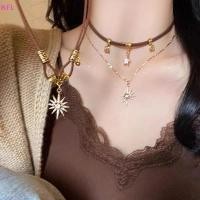 ราคา KFL แฟชั่นผู้หญิงวินเทจหนังสร้อยคอChoker Double Layered Starจี้เครื่องประดับปรับโซ่ขายร้อน (55801153629)