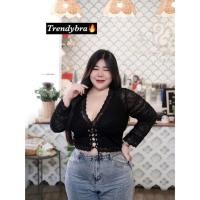 ราคา Chubby Supi เสื้อลูกไม้สาวอวบ แขนยาว Plus Size trd (25913519222)