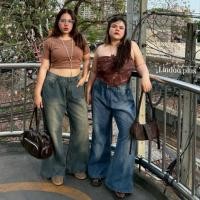 ราคา Chubby Supi BOOTCUT JEANS กางเกงยีนส์ขาม้าตีเกร็ด lin กางเกงยีนส์สาวอวบ (28582328548)