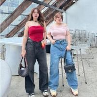 ราคา Chubby Supi NEW JEANS กางเกงยีนส์ทรงกระบอกสาวอวบ กางเกงยีนส์สาวอวบ lin02 เสื้อผ้าสาวอวบ (26759016584)