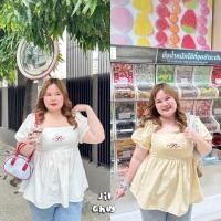 ราคา Chubby Supi RIBBON TOP เสื้อคอเหลี่ยมแขนบอลลูน jira (29157392662)